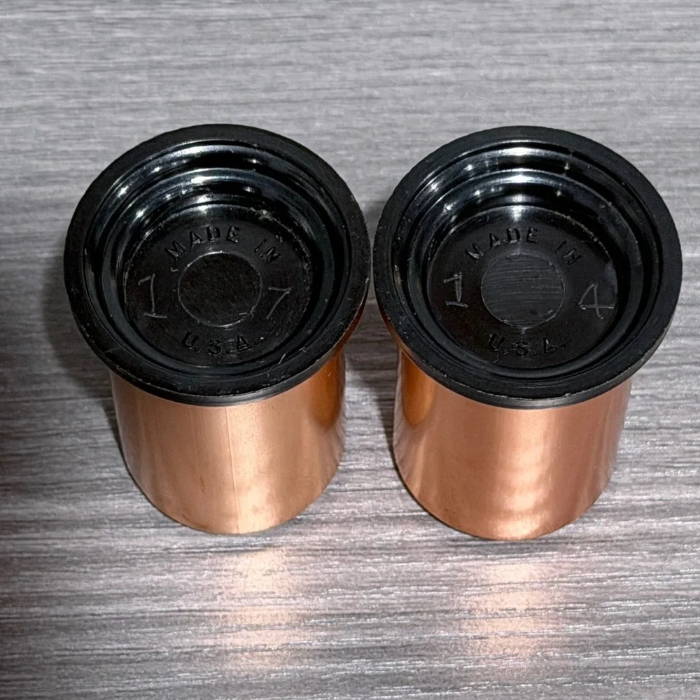 Vintage Copper Tone Salt and Pepper Shakers Set Made in USA Mid Century Modern